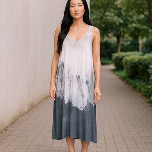 IMPULSE California Sleeveless High Low Tiered‎ Shift Dress Med